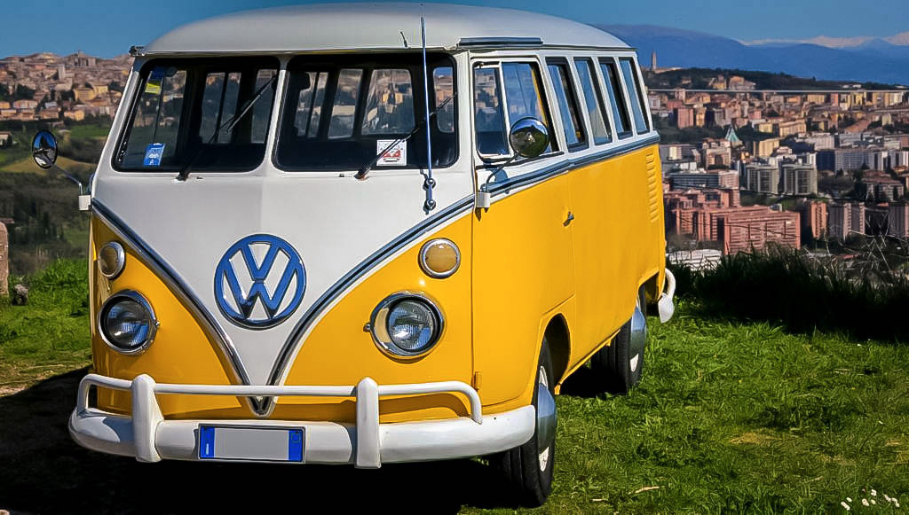 Volkswagen T1 pulmino Transporter, Bus Bulli, Samba giallo ocra