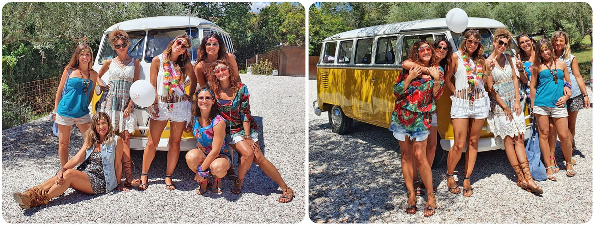 🌸 hippie flower power figli dei fiori party con pulmino