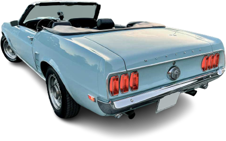 Noleggio Ford Mustang 351W cabriolet celeste 4 posti asi oro depoca del 1969 5.8L V8 affitto per cerimonia sposi tour pubblicità film e tv Perugia Umbria e regioni limitrofe.