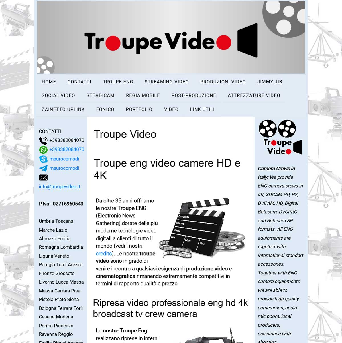 Troupe video per riprese  tv